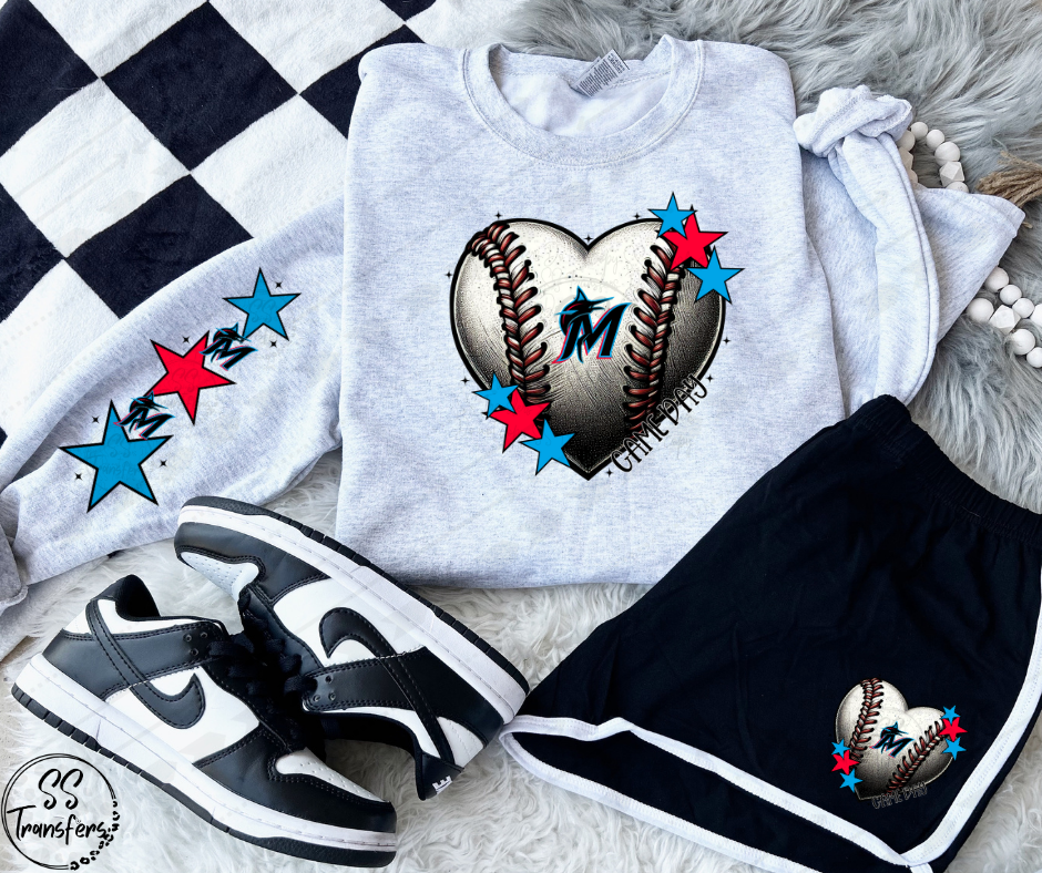 Pro Baseball Heart and Stars (Multiple Choices) DTF Transfer