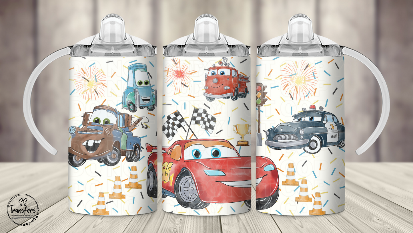 Car Friends 12oz Sippy/Flip Top Tumbler Sublimation Transfer