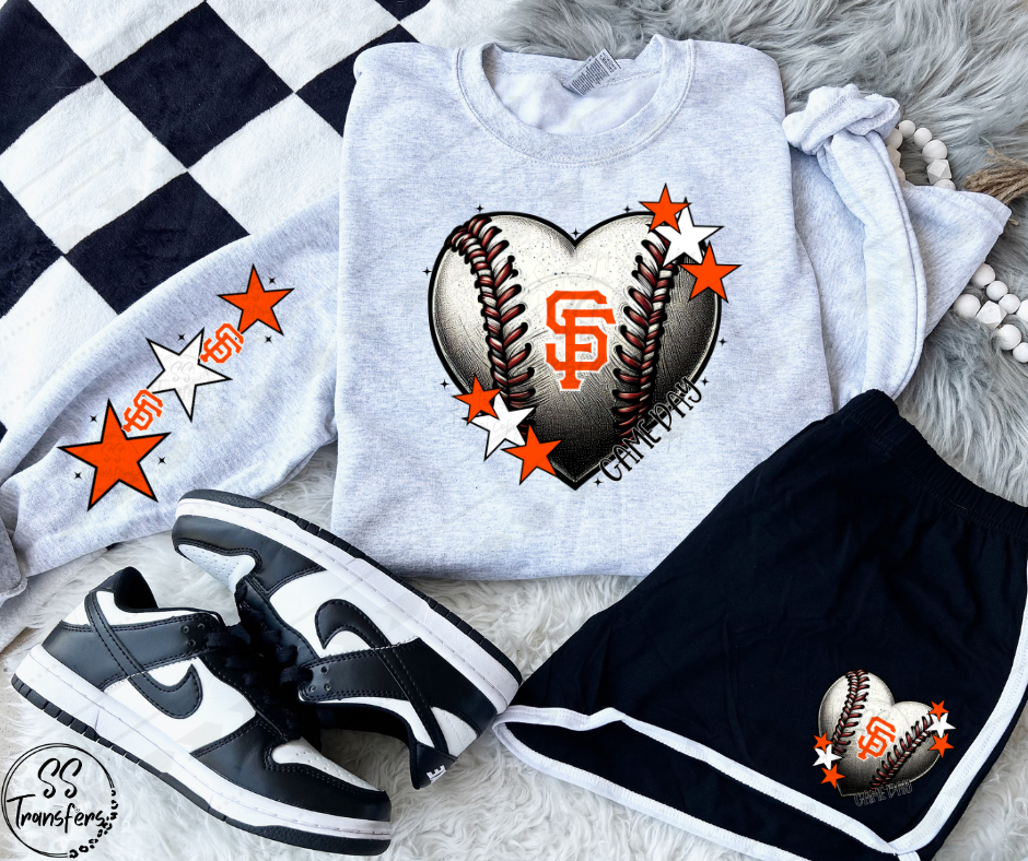 Pro Baseball Heart and Stars (Multiple Choices) DTF Transfer