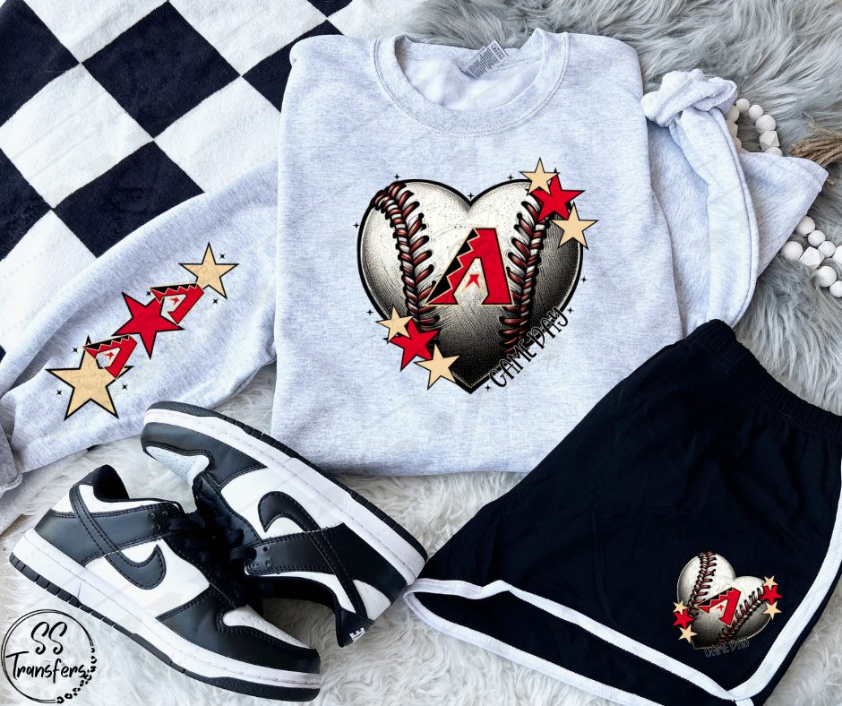 Pro Baseball Heart and Stars (Multiple Choices) DTF Transfer