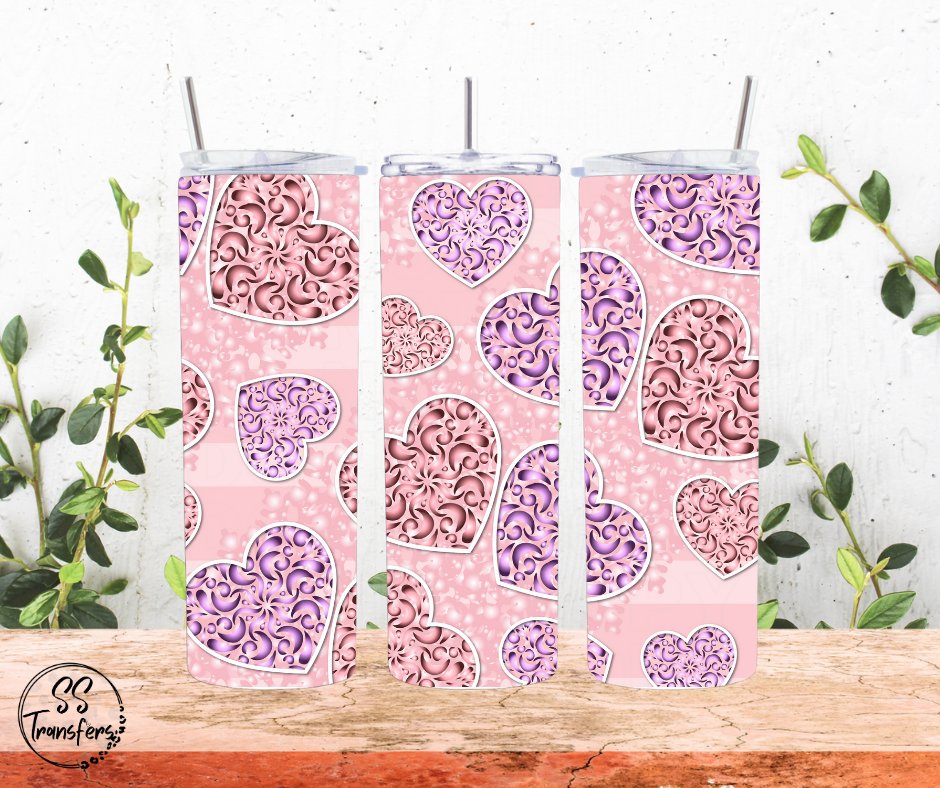 Pink Hearts Sub Tumbler Transfer