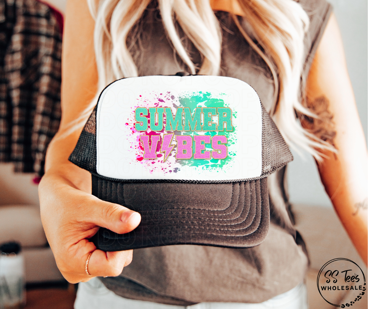 Summer Vibes Faux Chenille Foam Trucker Hat