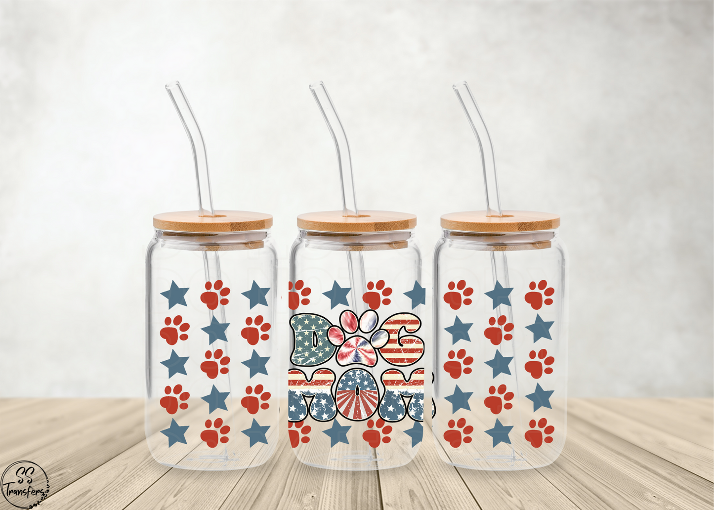 Patriotic Dog Mom Libbey UV Wrap