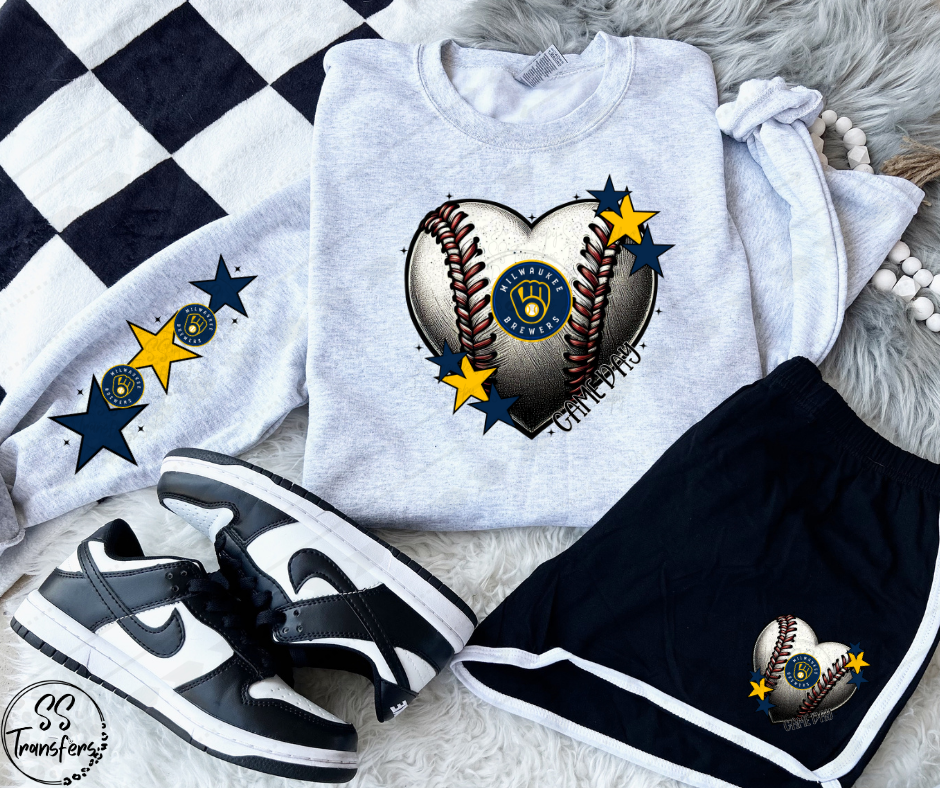 Pro Baseball Heart and Stars (Multiple Choices) DTF Transfer