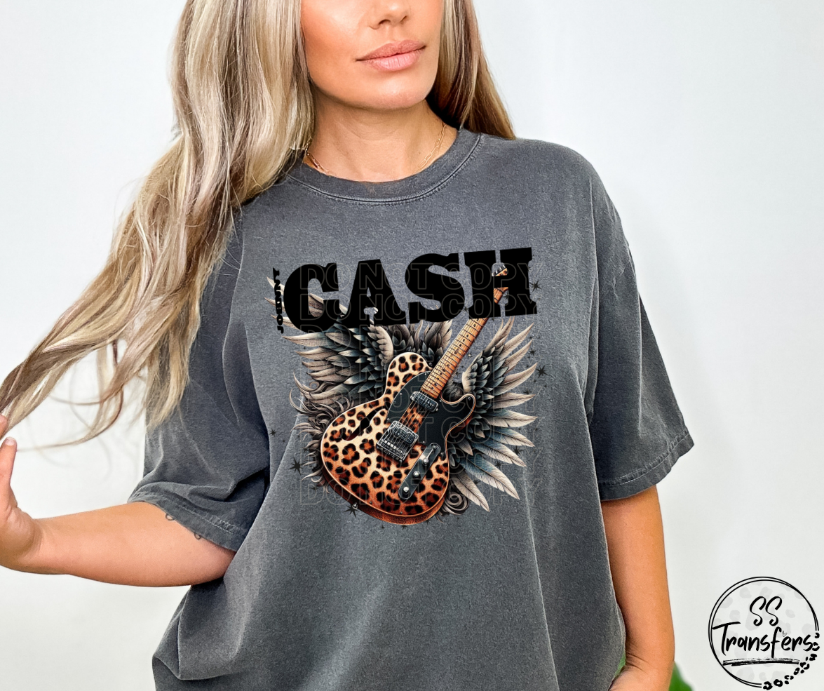 Cash Leopard Guitar DTF Transfer