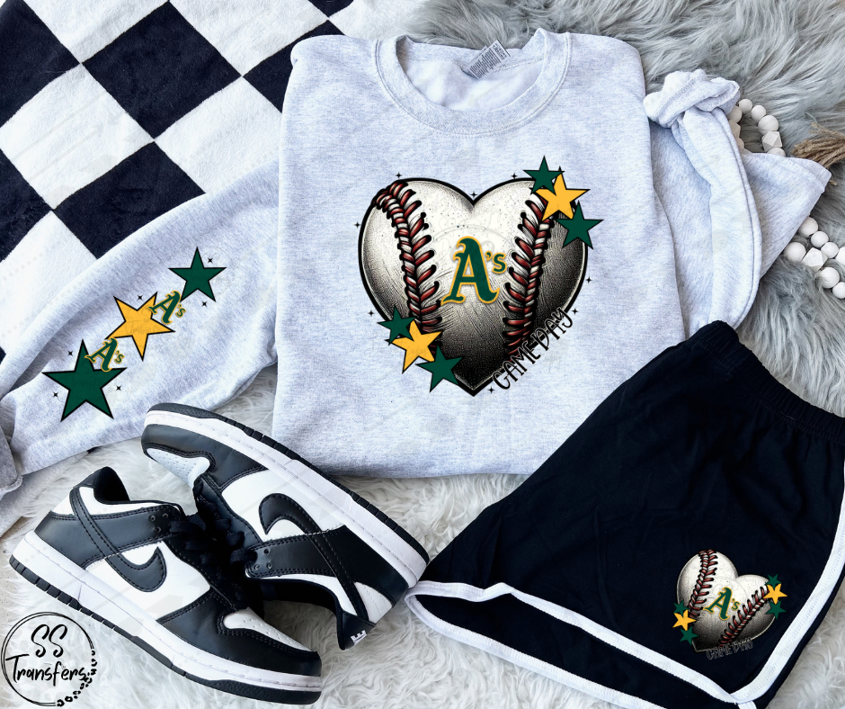 Pro Baseball Heart and Stars (Multiple Choices) DTF Transfer