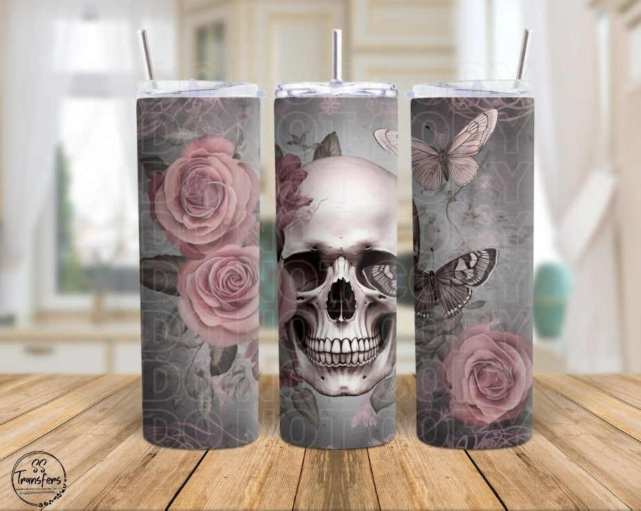 Butterfly Rose Skull Sub Tumbler Transfer