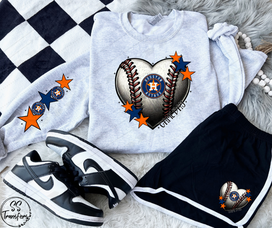 Pro Baseball Heart and Stars (Multiple Choices) DTF Transfer