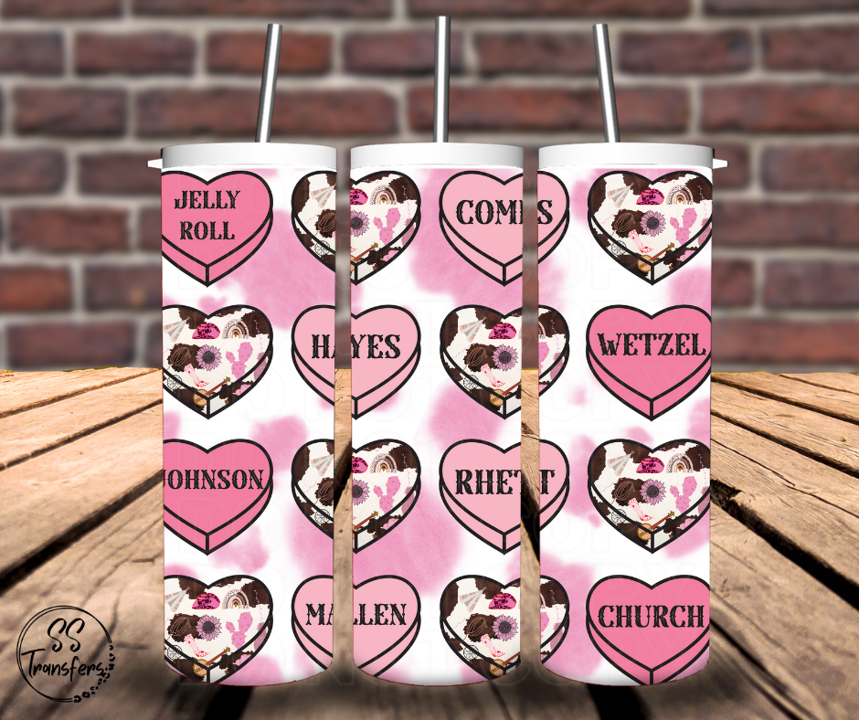 Country Hearts Sub Tumbler Transfer