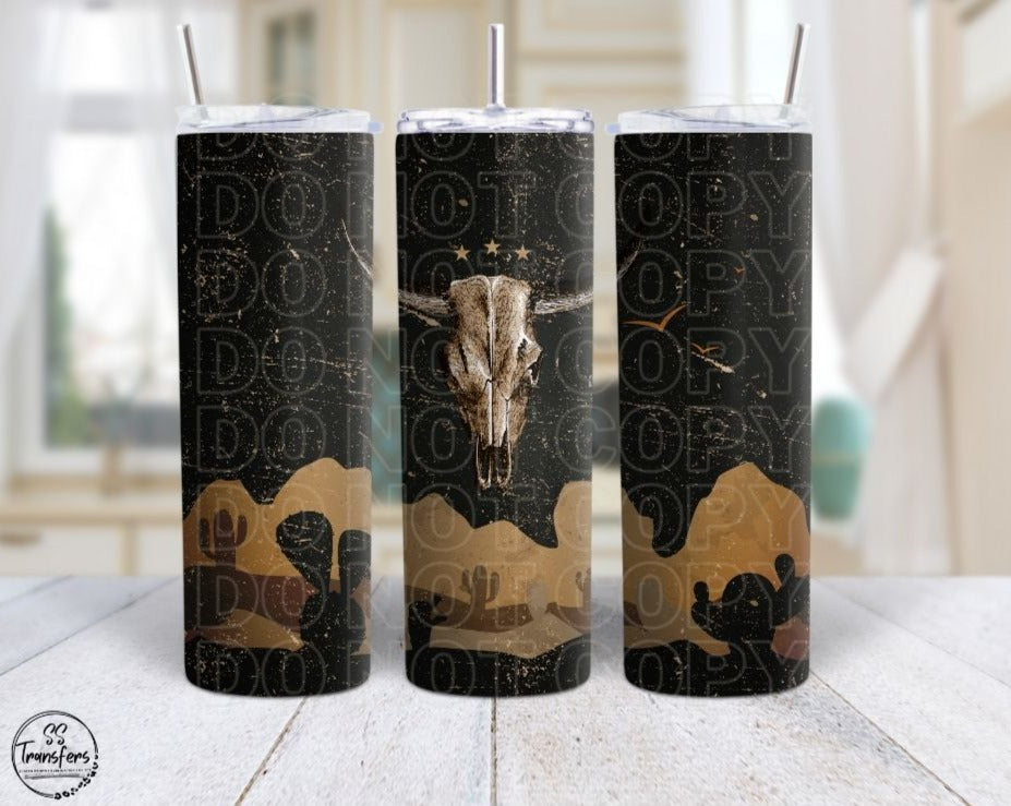 Desert Night Bull Skull Sub Tumbler Transfer