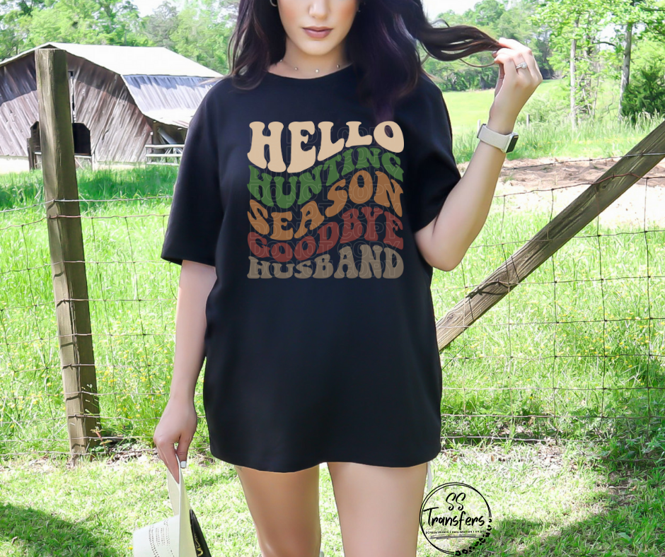 Wavy Hello Hunting Season DTF Transfer