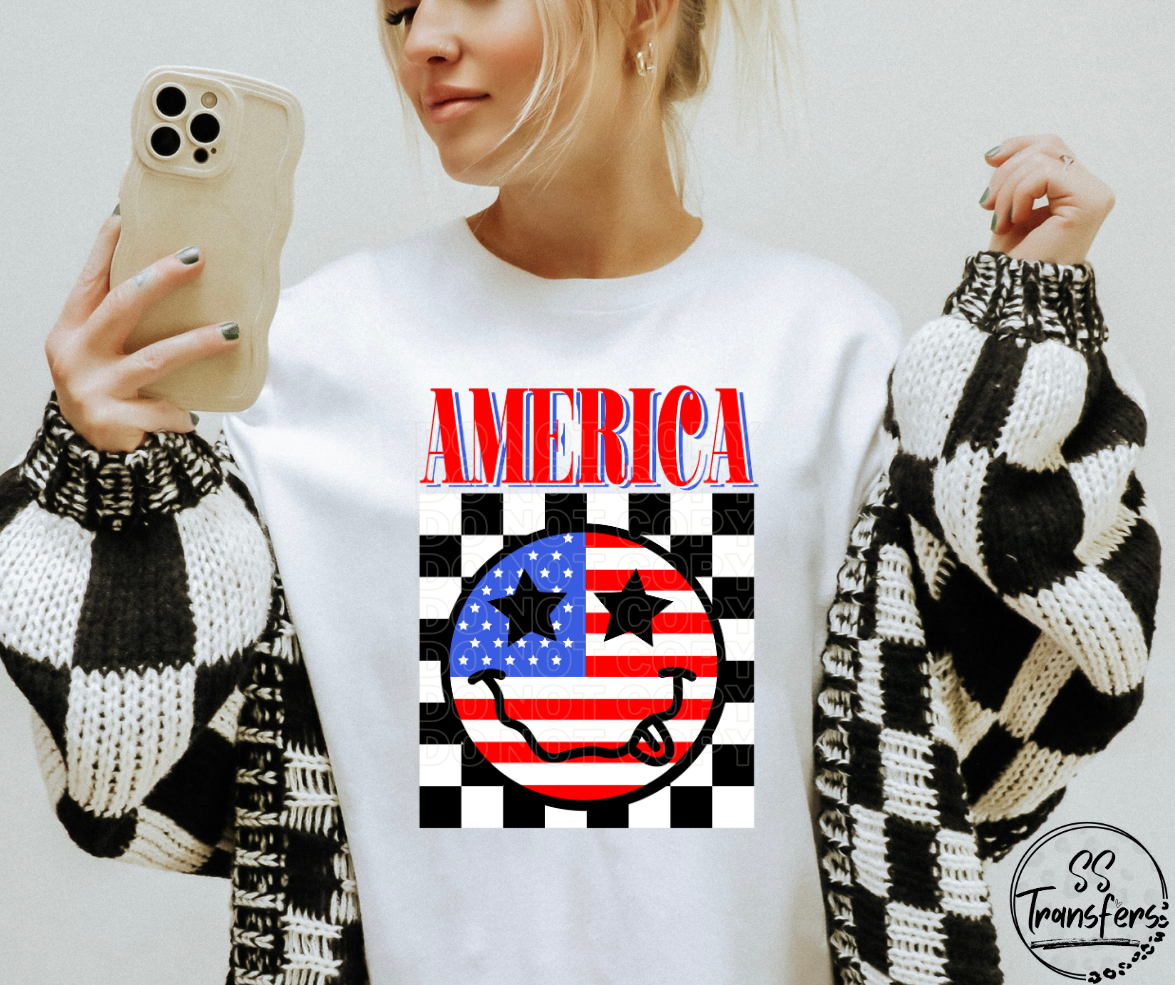 Smile Star Eyes Patriotic DTF Transfer