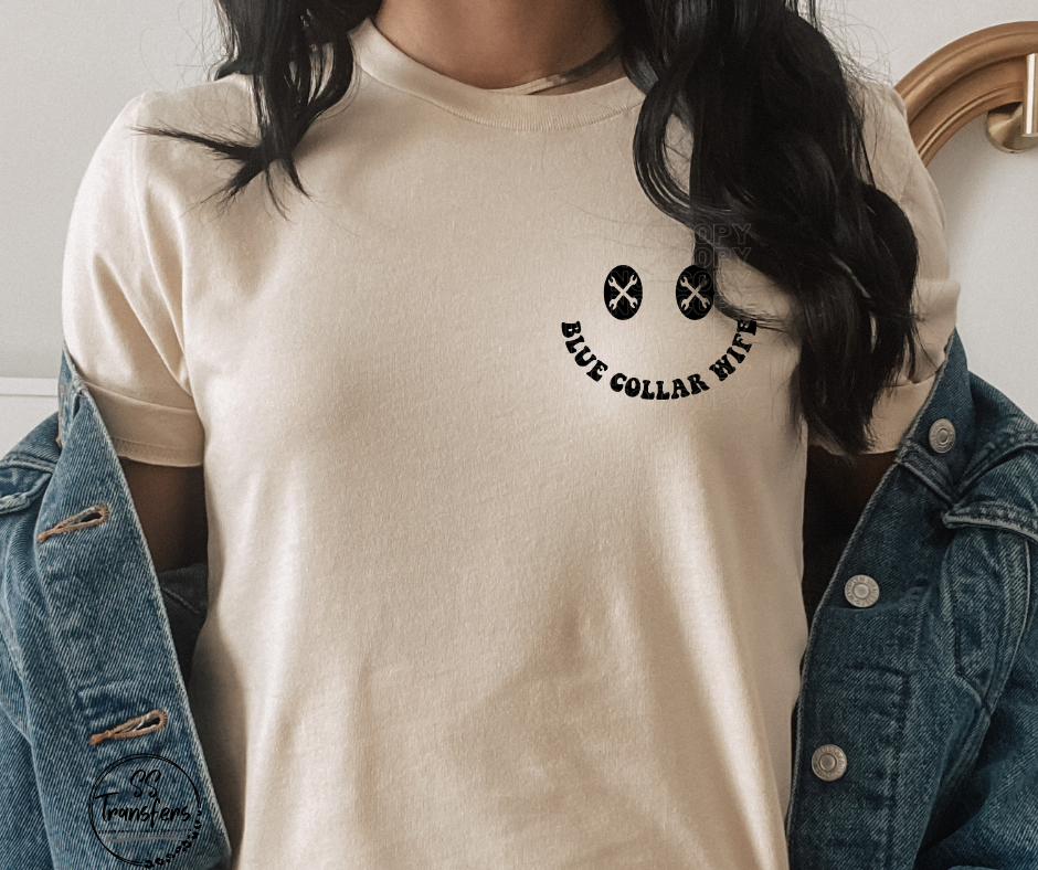 Blue Collar Wife (pocket included) DTF Transfer
