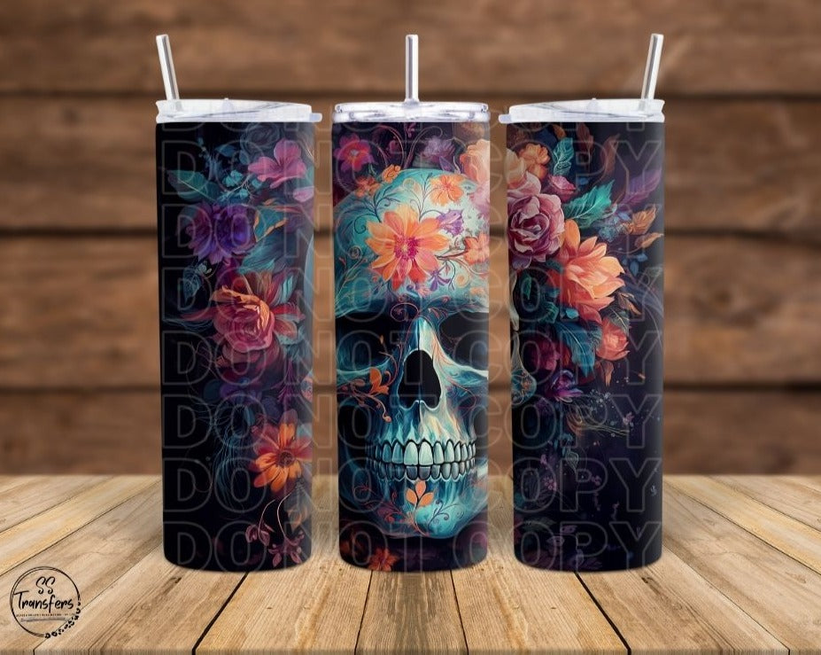 Flower Skull Sub Tumbler Transfer