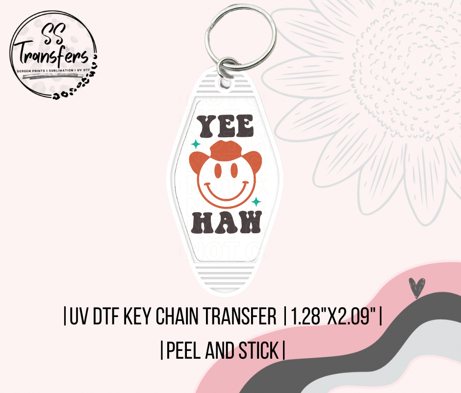 Yee Haw Smiley Rodeo UV Keychain