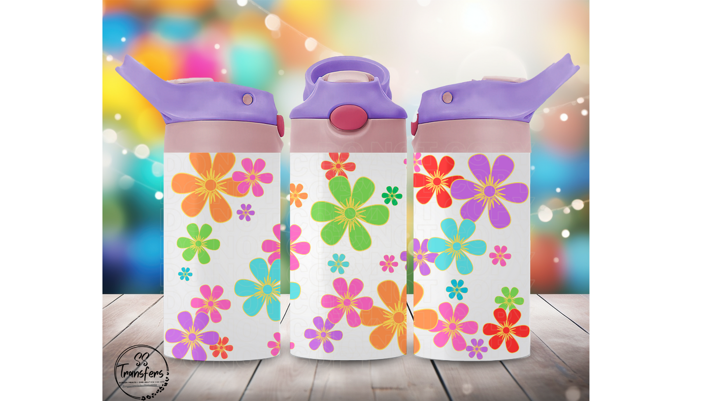 Colorful Flowers 12oz Sippy/Flip Top Tumbler Sublimation Transfer
