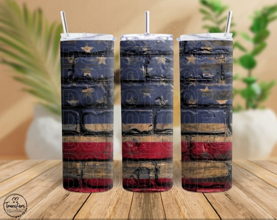 Brick American Flag Sub Tumbler Transfer