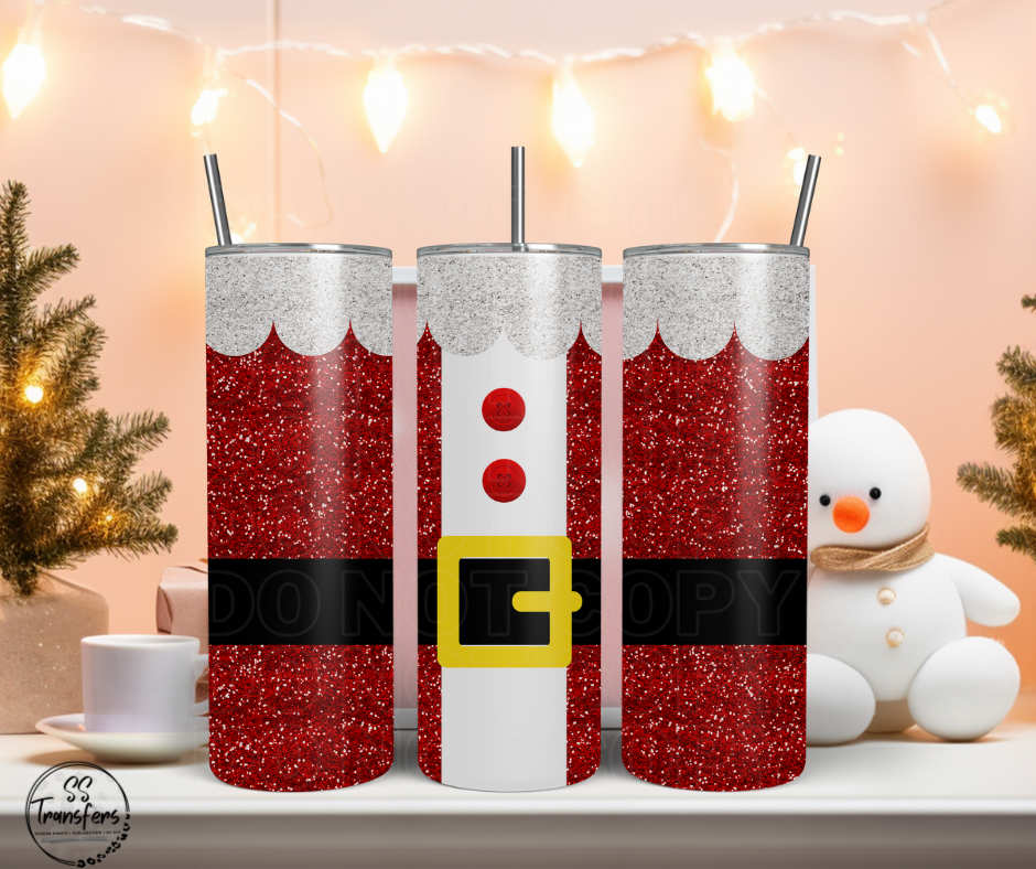 Faux Glitter Santa Suit Sub Tumbler Transfer