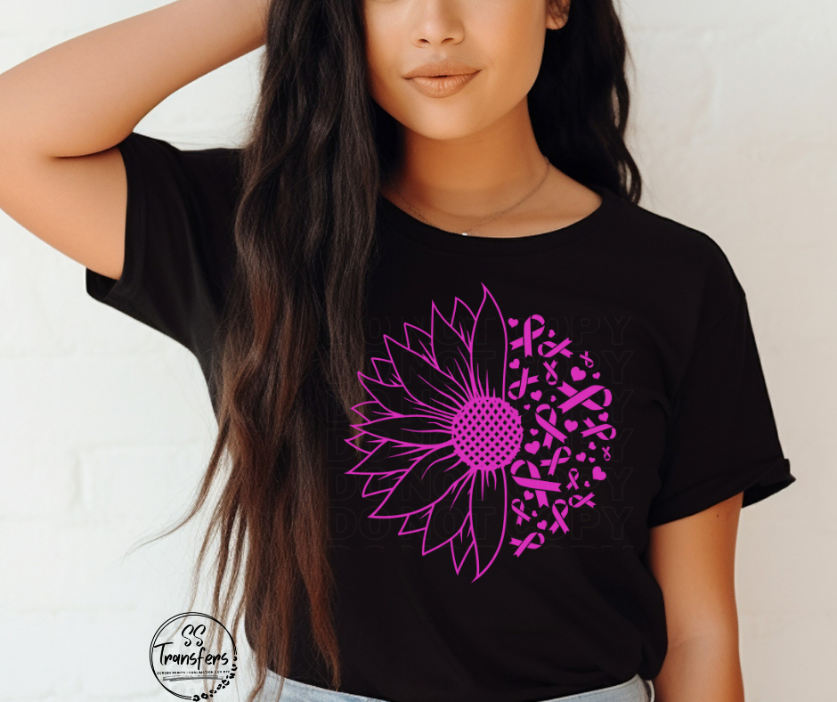 Pink Ribbon Flower DTF Transfer