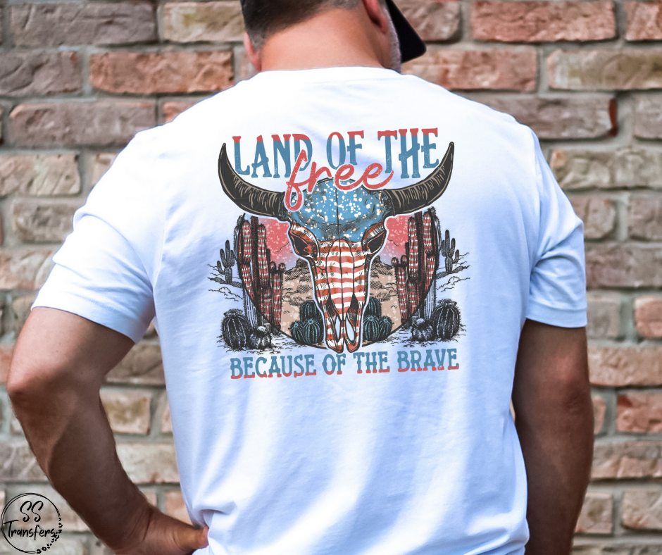 Land of The Free Longhorn DTF Transfer