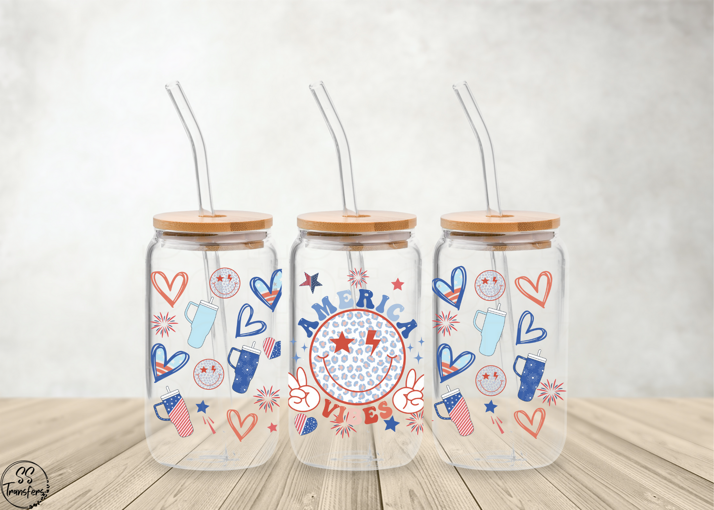 America Vibes w/ Star Smiley Libbey UV Wrap