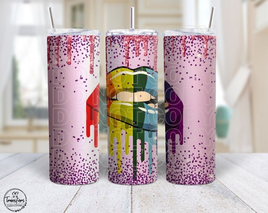 Color Drip Lips Sub Tumbler Transfer