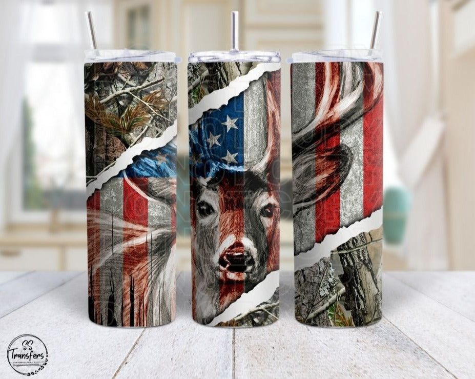 Camo Rip Buck Sub Tumbler Transfer