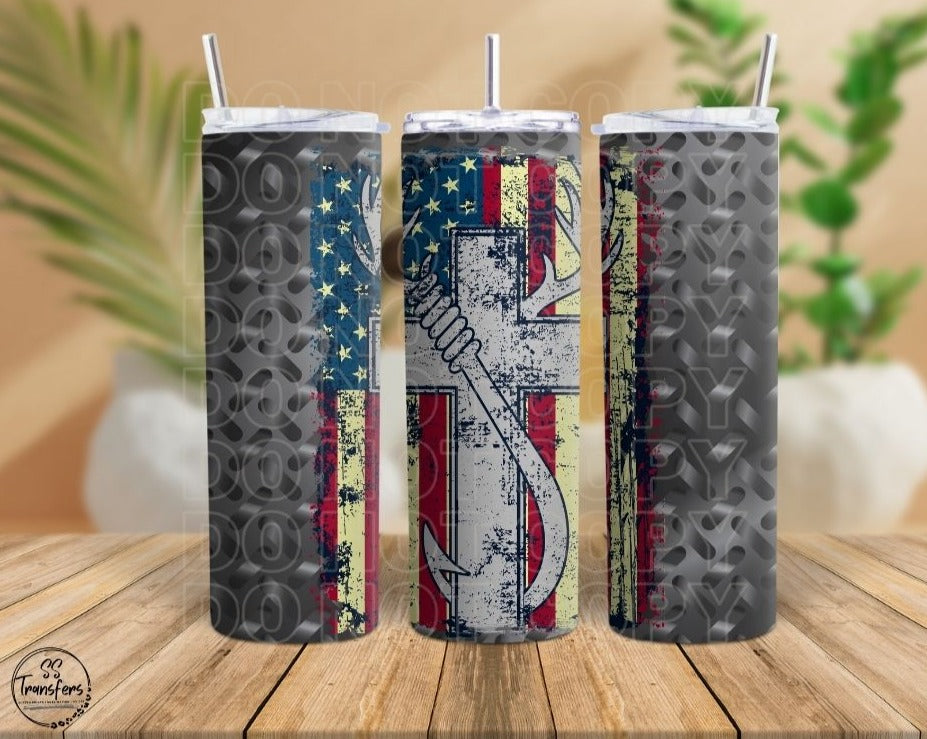Fishing Cross Flag Sub Tumbler Transfer