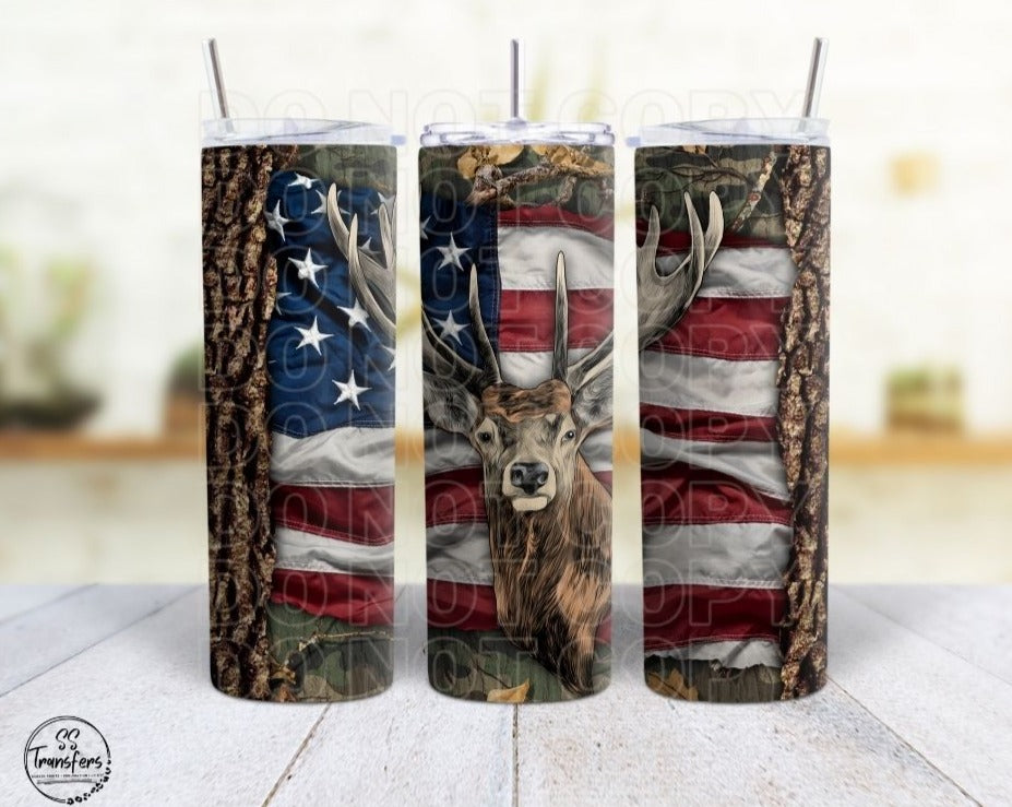 Tree Bark Border Buck Sub Tumbler Transfer
