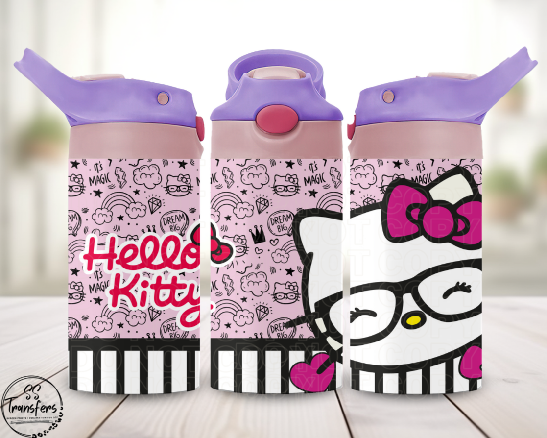 Hello Cat (Multiple Options) 12oz Sippy/Flip Top Tumbler UV Wrap