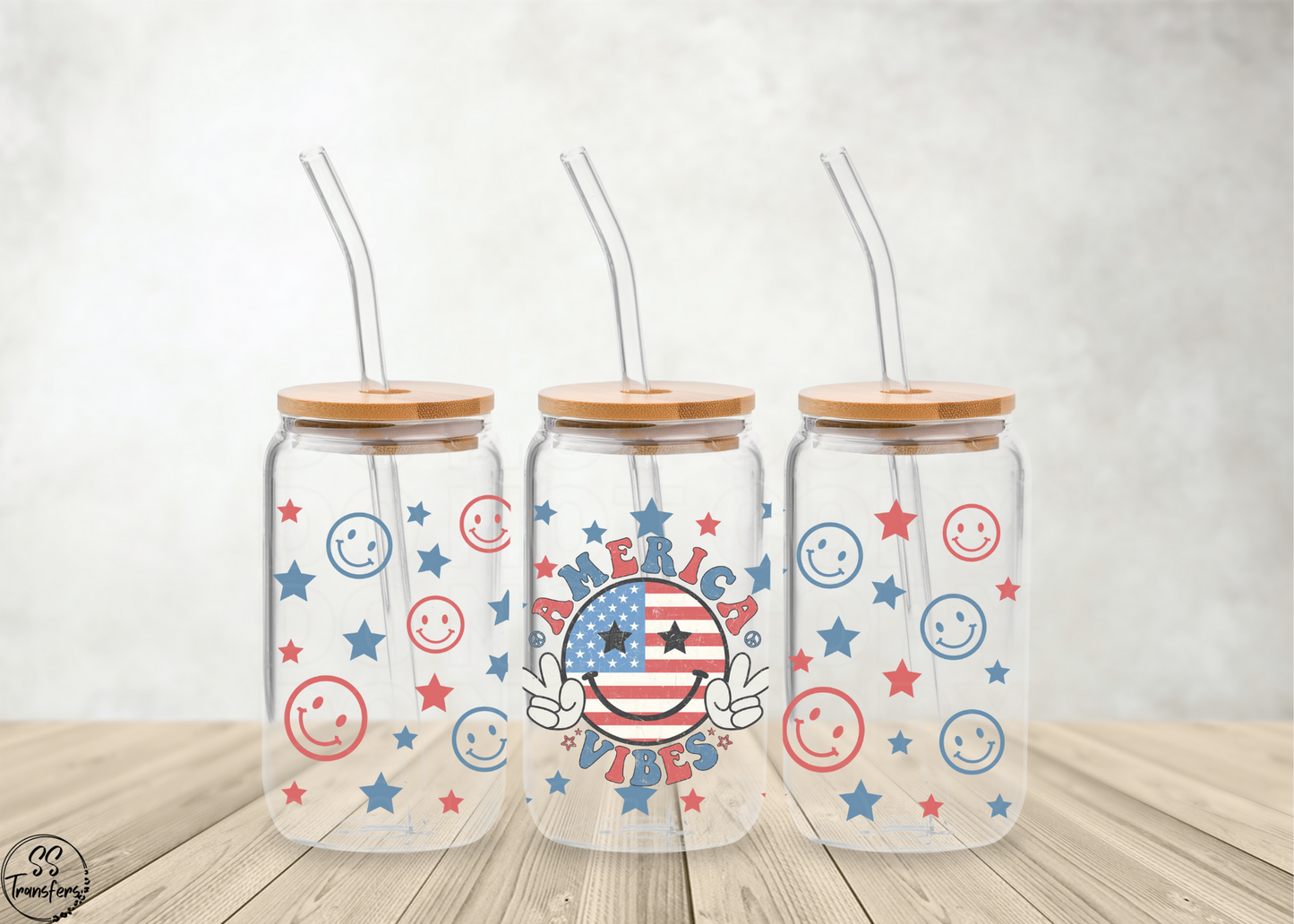 America Vibes w/ Flag Smiley Libbey UV Wrap