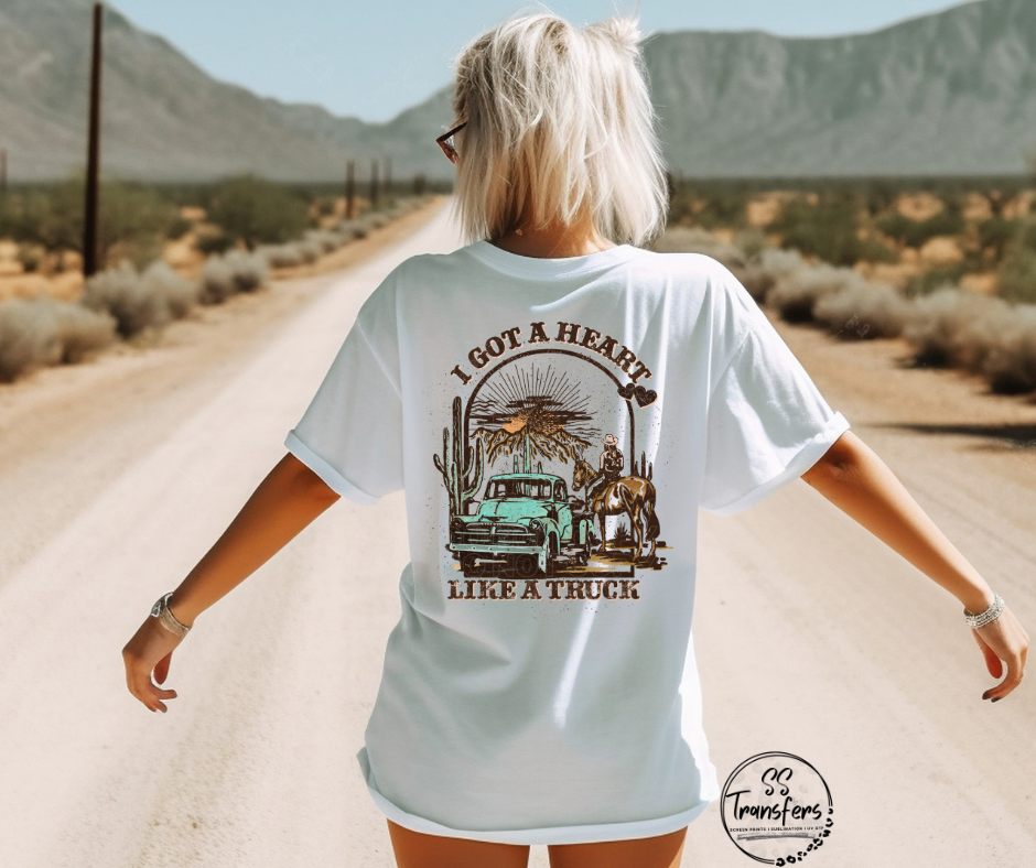 Heart Like A Truck (Pocket Included) DTF Transfer