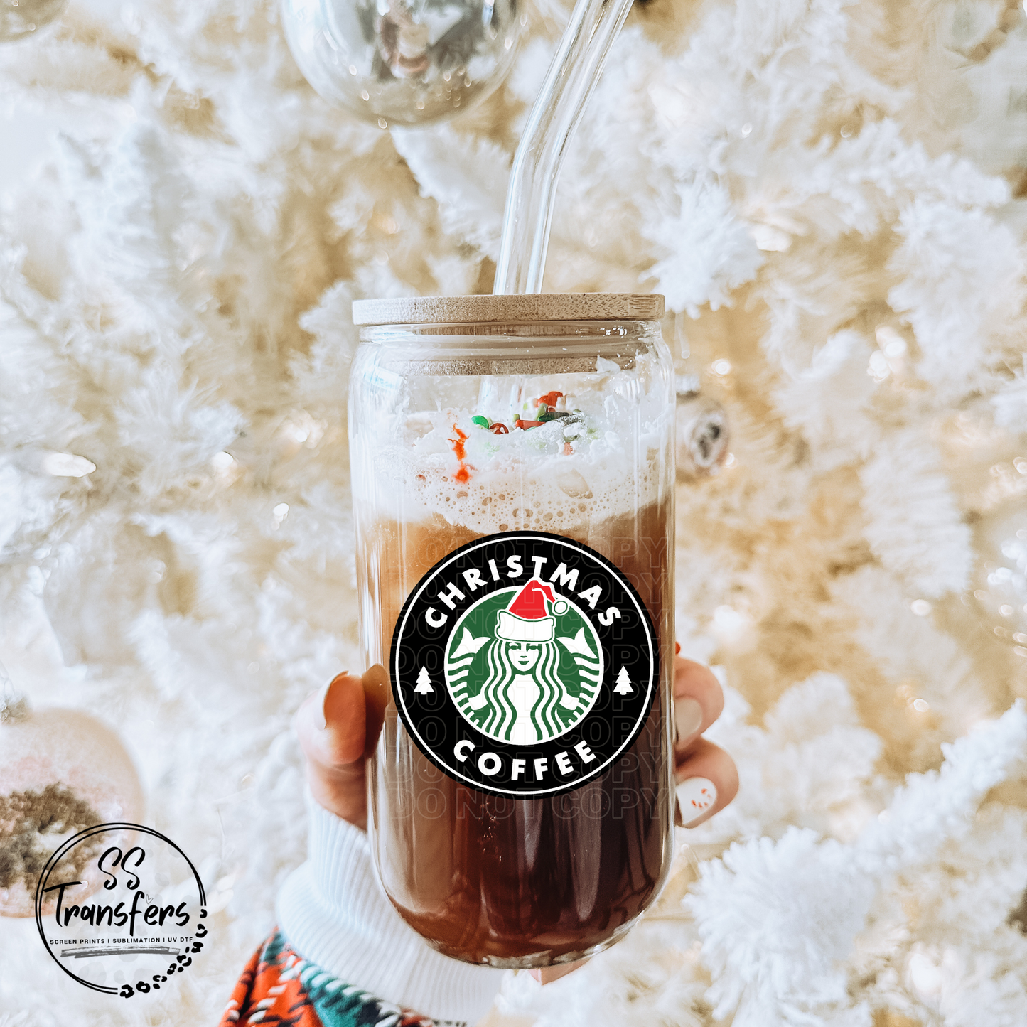 Christmas Coffee UV Decal