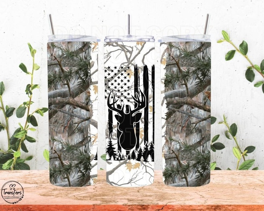 Buck/Flag Silhouette Sub Tumbler Transfer