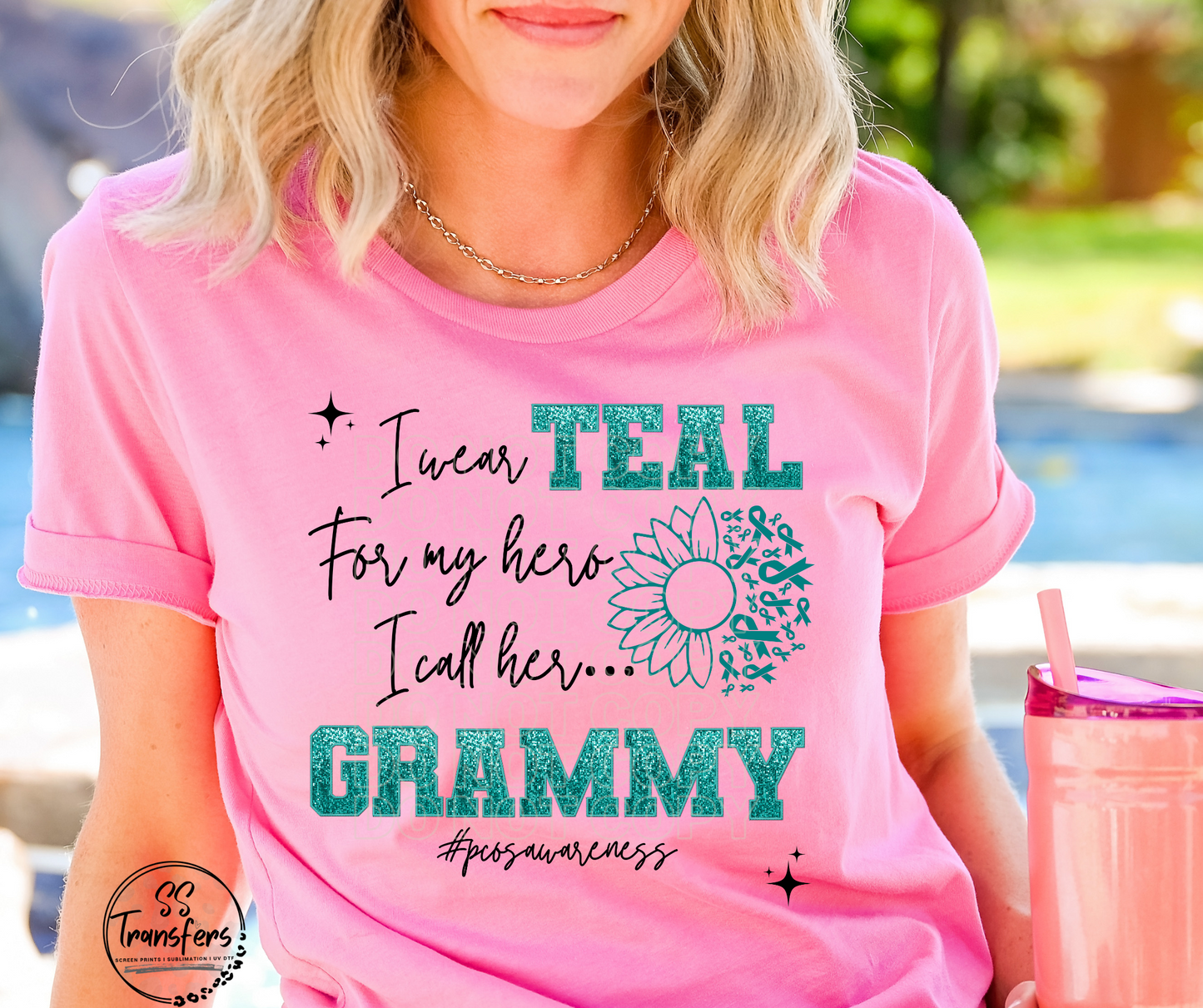 PCOS Teal Sequins My Hero….(multiple options) DTF Transfer