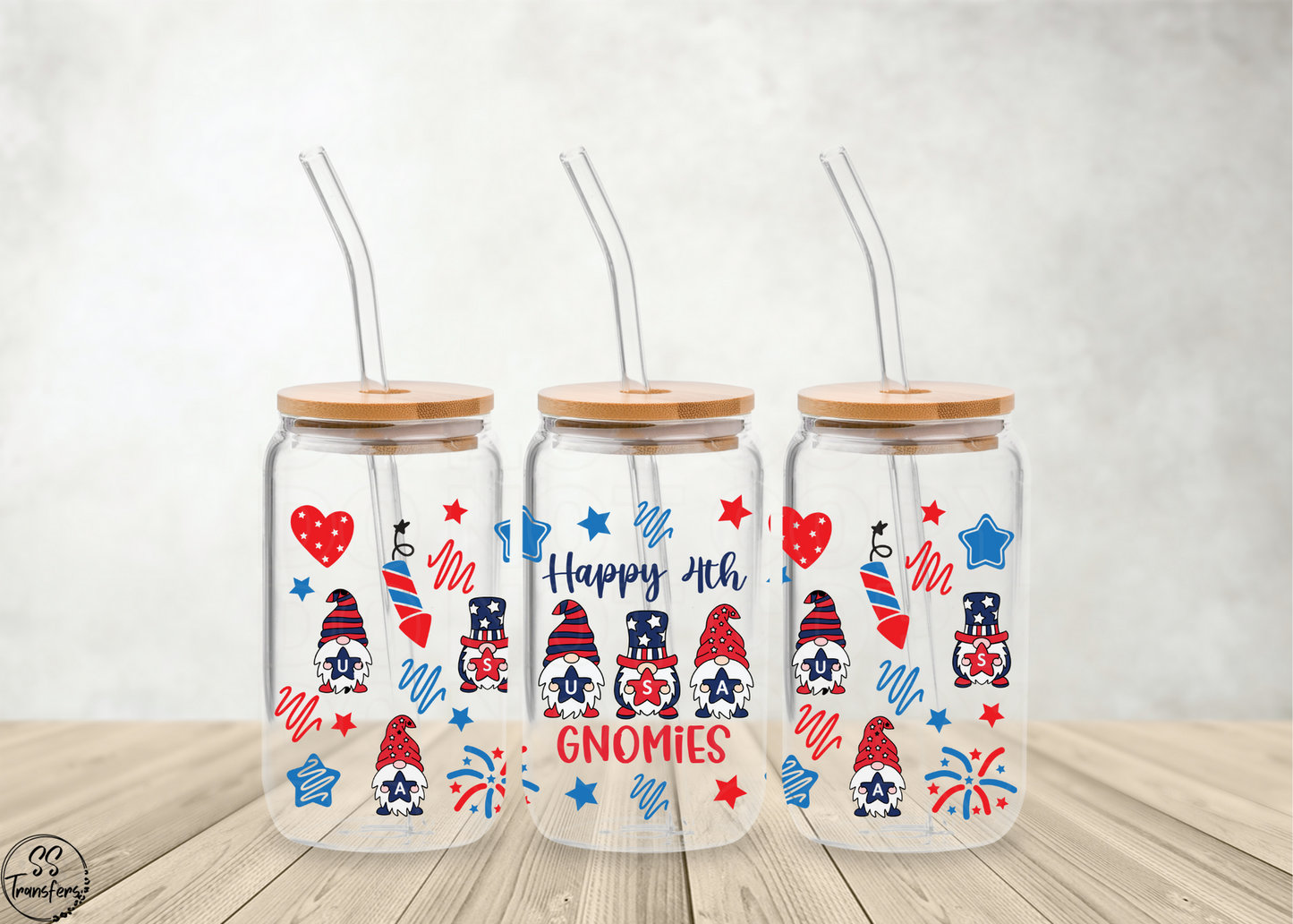 Happy 4th Gnomies Libbey UV Wrap