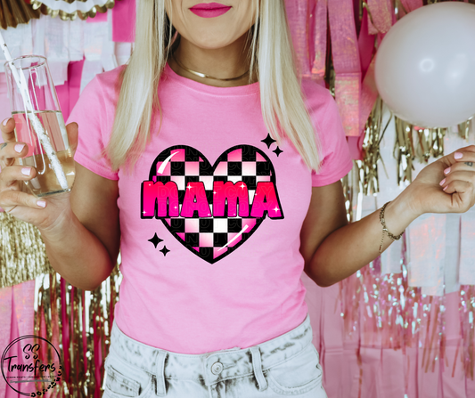 Mama Checkered Heart DTF Transfer