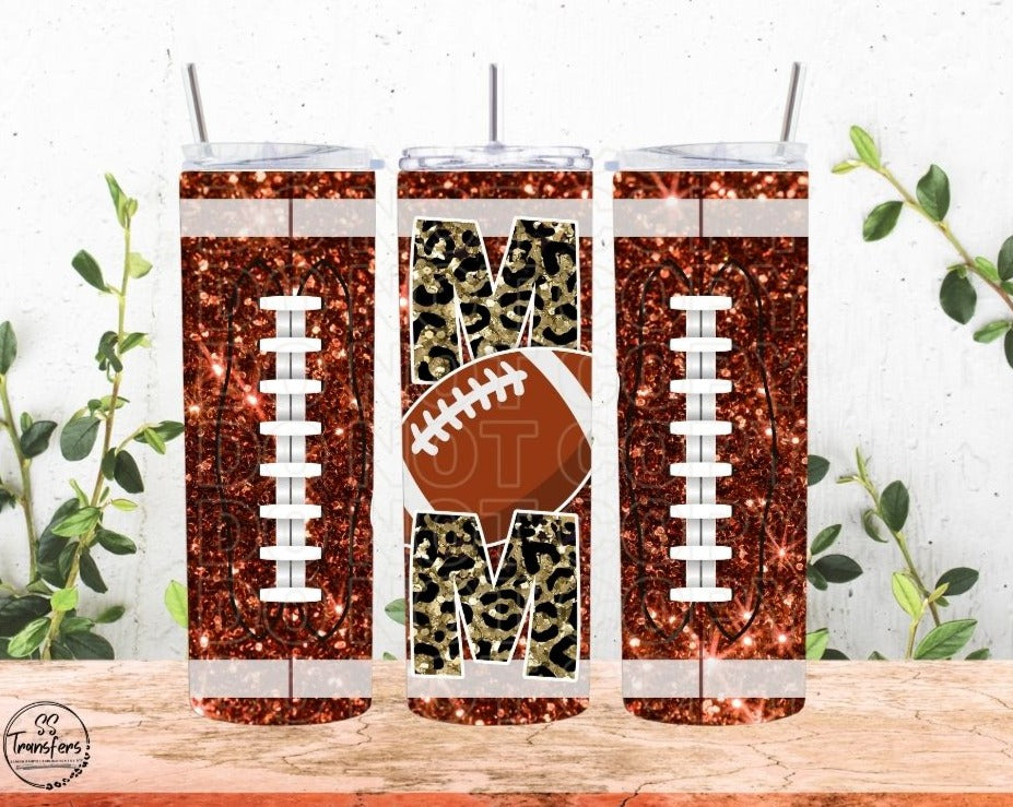 Glitter Football Mom Sub Tumbler Transfer