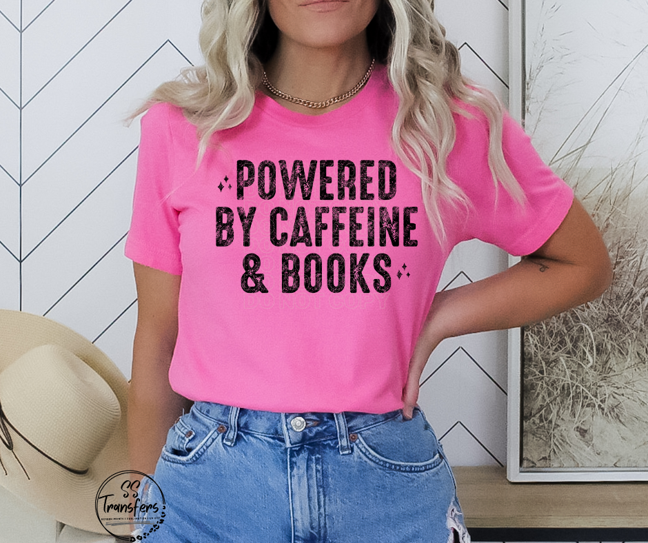 Caffeine and Books DTF Transfer