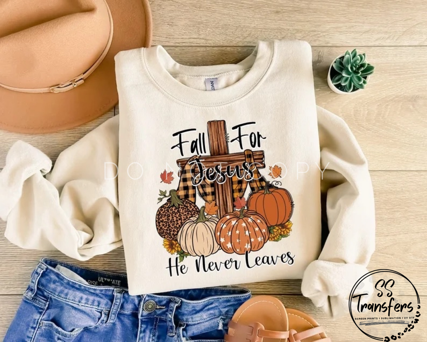 Fall For Jesus Cross DTF Transfer