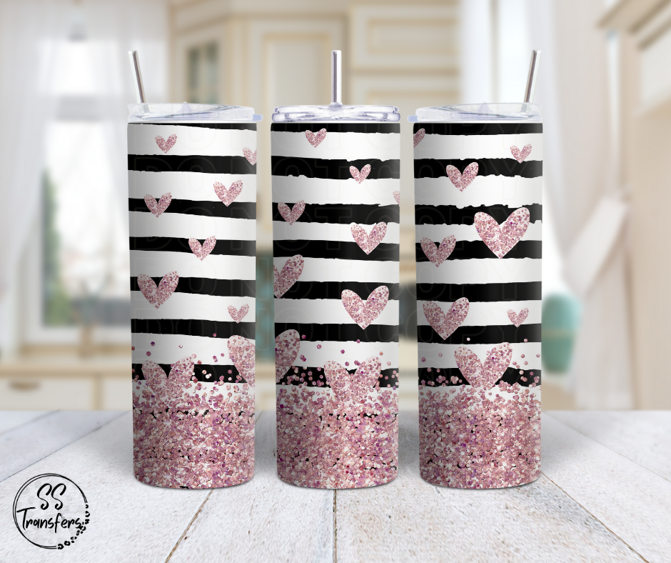 Glittered Hearts Sub Tumbler Transfer