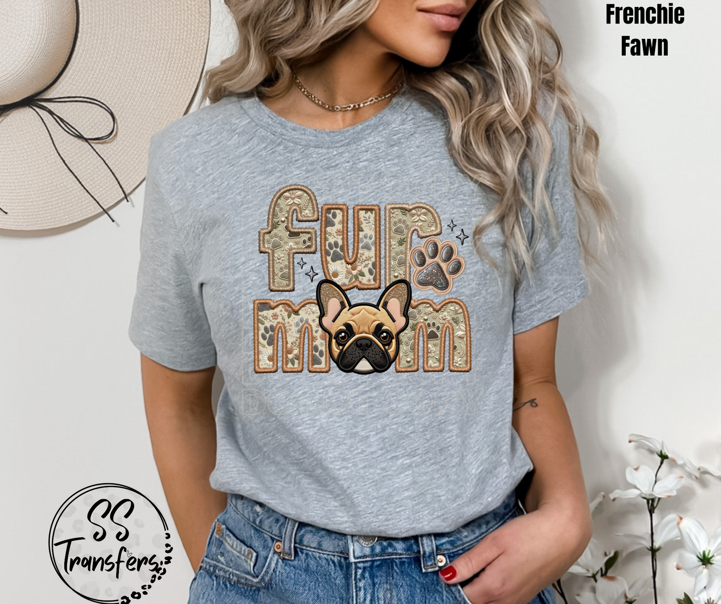 Fur Mom Dogs Faux Embroidered (Multiple Breed Choices) DTF Transfer