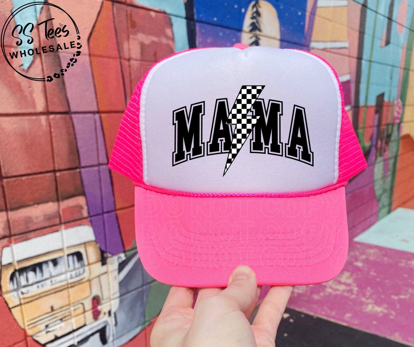 Mama Checkered Bolt Hat DTF/Sub Transfer