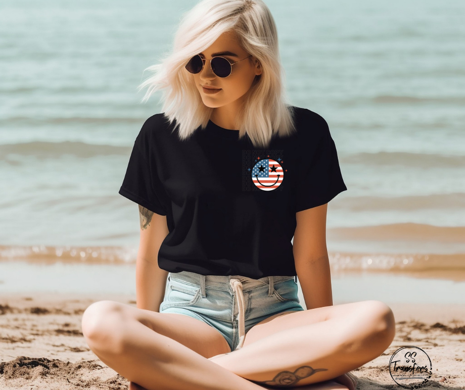 Patriotic Happy Face Pocket DTF Transfer