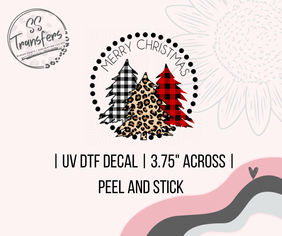 Merry Christmas Trees UV Decal