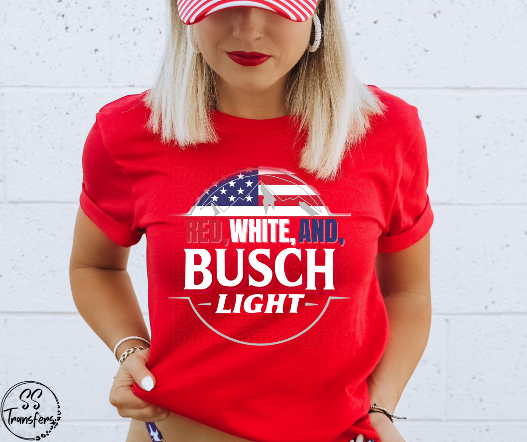 Red, White, and Beer Light DTF Transfer