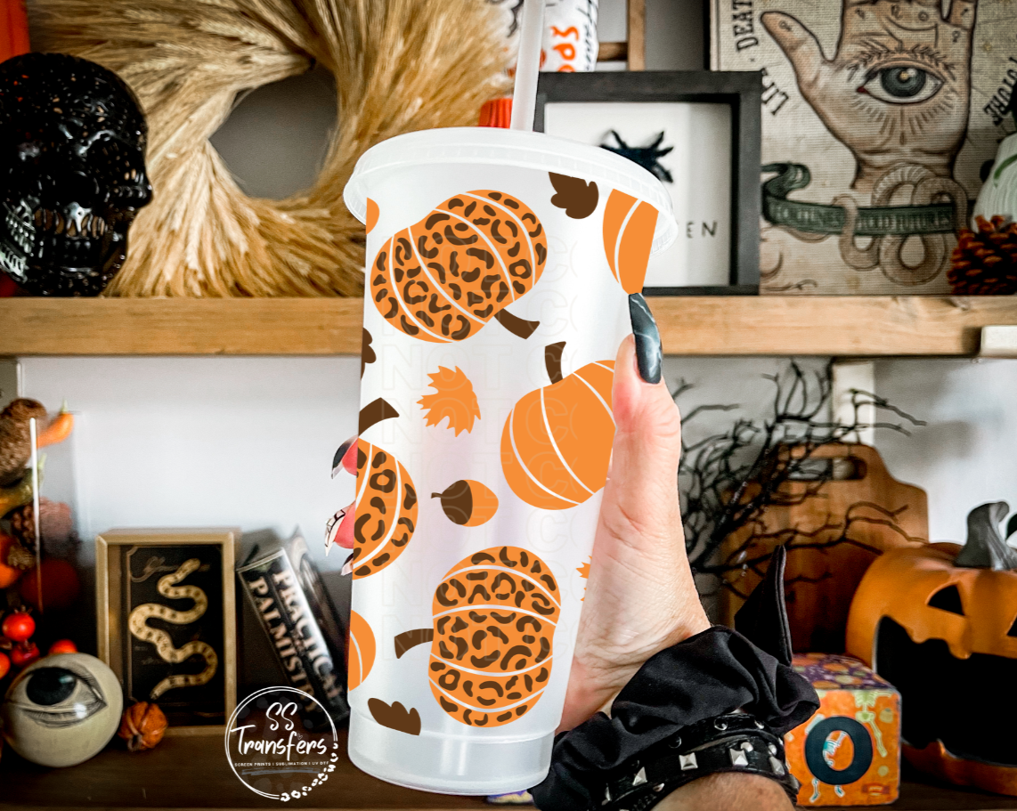 Leopard Print Pumpkins Cold Cup UV Wrap