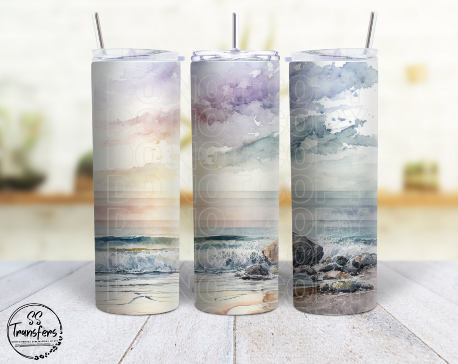 Watercolor Beach Sub Tumbler Transfer