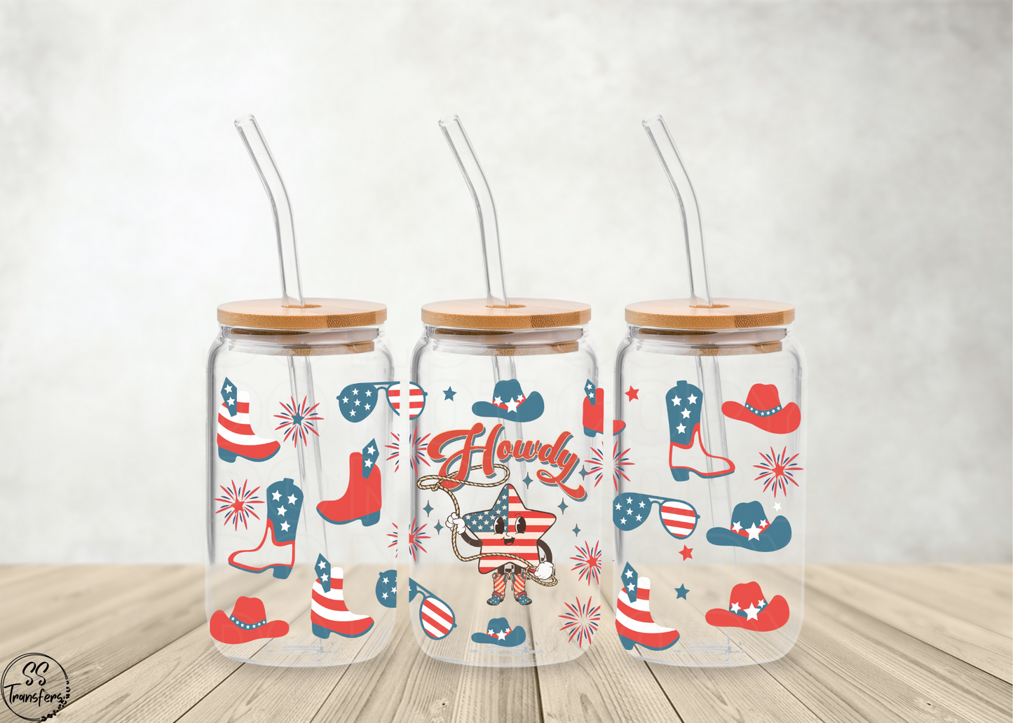 Howdy Patriotic Boots and Hats Libbey UV Wrap