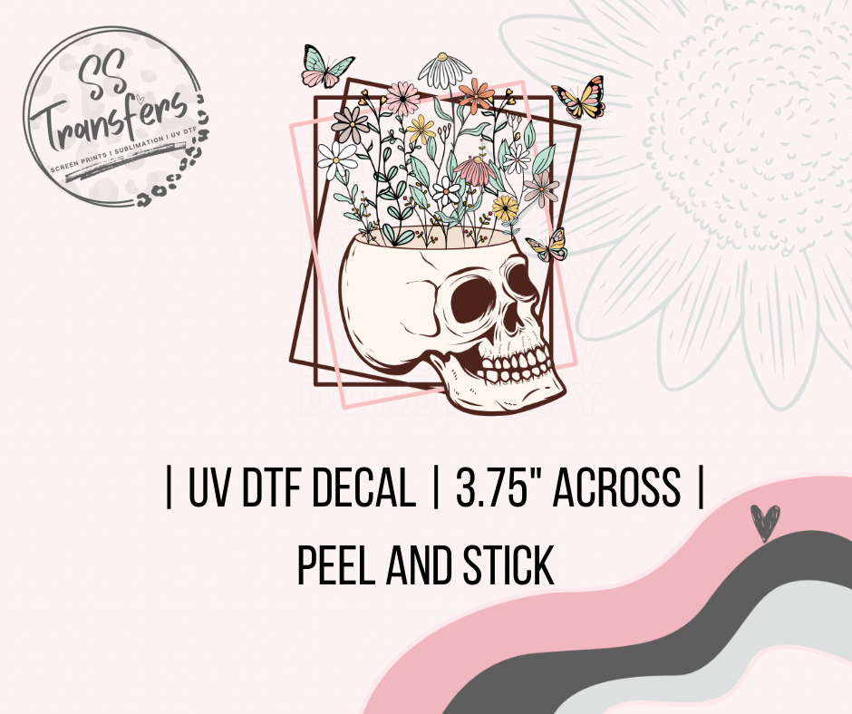 Skull Flower Pot UV Decal